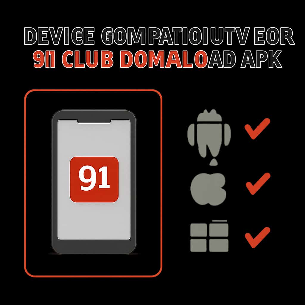 Illustration detailing device requirements and compatibility for the 91 Club Download APK.