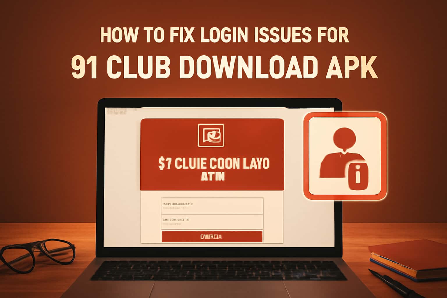 An informative scene illustrating solutions to fix login issues for 91 Club Download APK.
