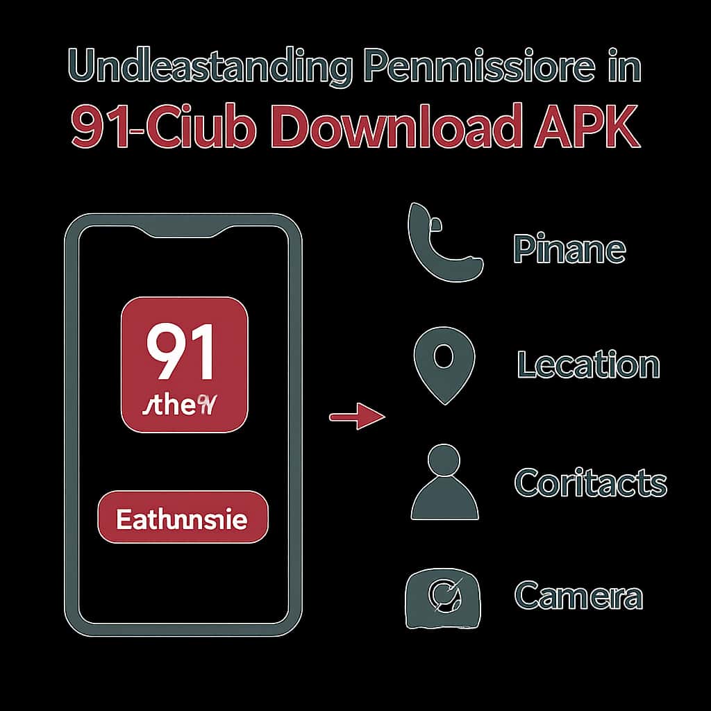 An educational diagram explaining permissions required for the 91 Club Download APK.