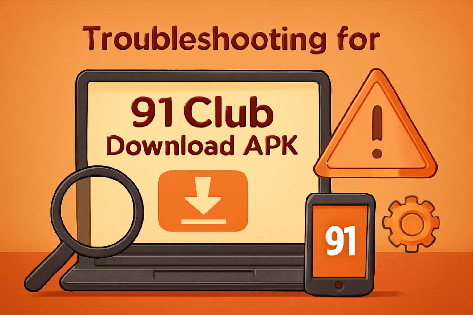 Informational graphic illustrating troubleshooting steps for 91 Club Download APK